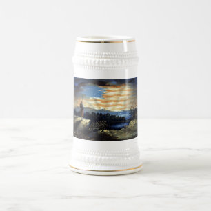 Chope À Bière Lever de soleil céleste du drapeau américain dans 