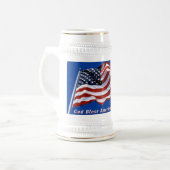 Chope À Bière Liberté Stein de drapeau des USA - Dieu bénissent (Devant gauche)