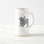 Chope À Bière Lion de calligraphie (noir) (Devant droit)