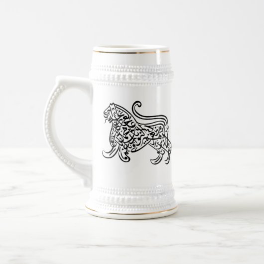Chope À Bière Lion de calligraphie (noir) (Gauche)