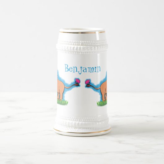 Chope À Bière Lion joyeux avec dessin animé de papillon (Centre)