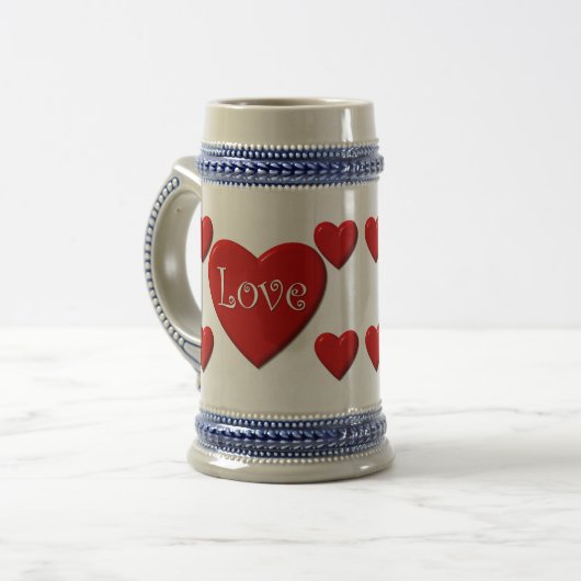 Chope À Bière Love Hearts 22 oz Stein (Devant gauche)