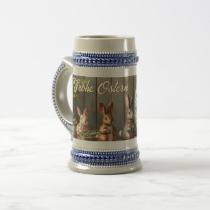 Chope À Bière Magie du printemps avec fleurs et bonheur de lapin