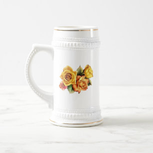 Chope À Bière Magnifique Bouquet de Fleurs de Rose Jaune-74878