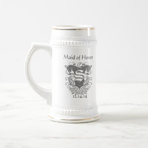 Chope À Bière Maid of Honor Stein Mariage Vintage Lion Swirl