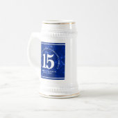 Chope À Bière Marbre Bleu Élégant 15 Anniversaire Du Travail (Devant gauche)
