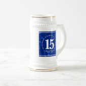 Chope À Bière Marbre Bleu Élégant 15 Anniversaire Du Travail (Devant droit)