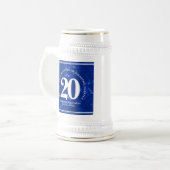 Chope À Bière Marbre Bleu Élégant 20 Anniversaire du travail (Devant gauche)