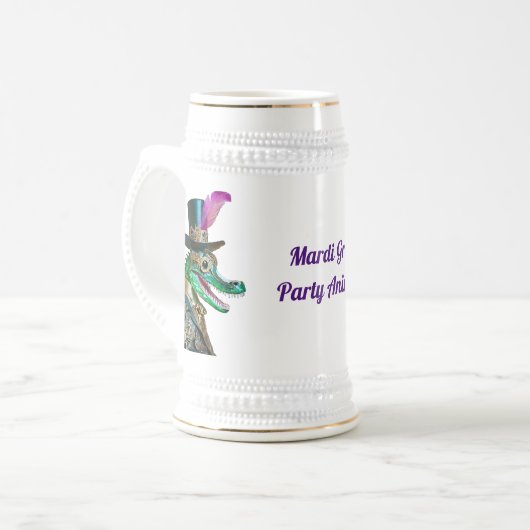 Chope À Bière Mardi Gras Steampunk Party Animal Alligator (Devant gauche)