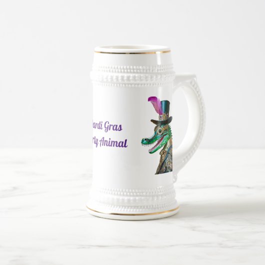 Chope À Bière Mardi Gras Steampunk Party Animal Alligator (Devant droit)