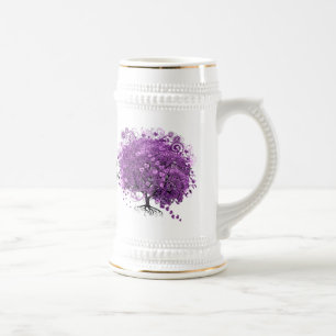 Chope À Bière Mariage Arbre à Feuille de Coeur Violet de la Forê