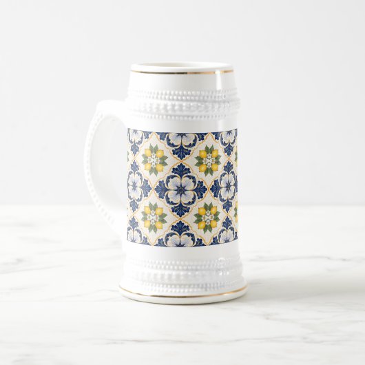 Chope À Bière Mediterranean Lemon Tile Italian Talavera (Devant gauche)
