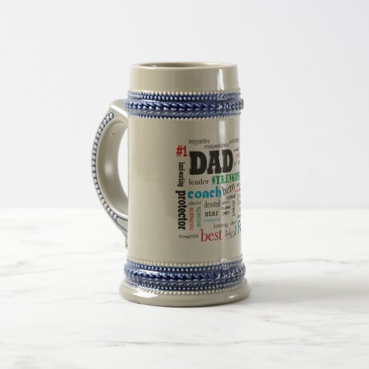 Chope À Bière Meilleur papa Word Cloud (Devant gauche)