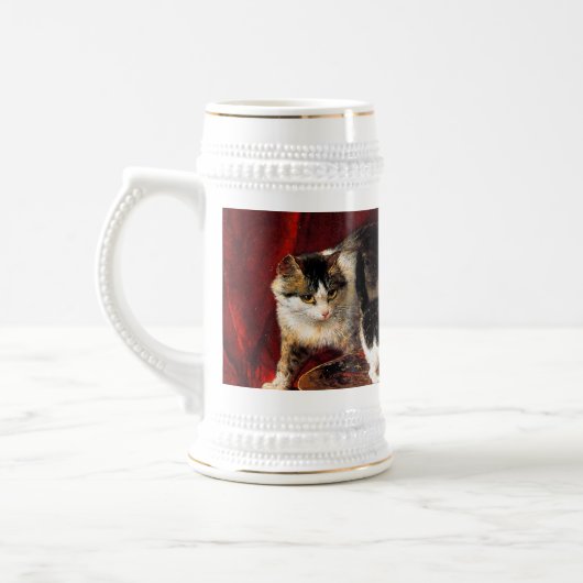 Chope À Bière Mère Chat et chatons sur table (Gauche)
