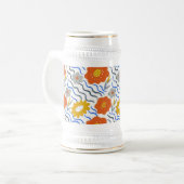 Chope À Bière Modern Abstract Flowers Boho Wavy (Devant gauche)