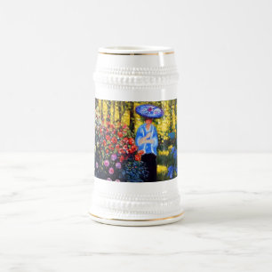 Chope À Bière Monet Woman avec un parasol dans le jardin