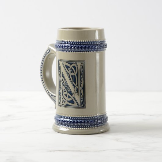 Chope À Bière Monogramme celtique de N (Devant gauche)