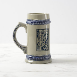 Chope À Bière Monogramme celtique de P