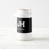 CHOPE À BIÈRE MONOGRAMME DE NOM À DEUX LETTRES BLANC MINIMALISTE (Devant gauche)