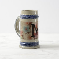 Monogramme dentelle rose floral pastel fleurs de c