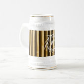 Chope À Bière Monogramme en bambou rustique Lignes verticales Mo (Devant gauche)