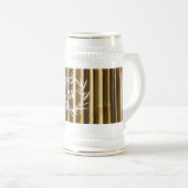 Chope À Bière Monogramme en bambou rustique Lignes verticales Mo (Devant droit)