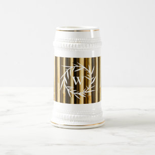 Chope À Bière Monogramme en bambou rustique Lignes verticales Mo