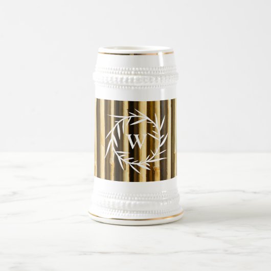 Chope À Bière Monogramme en bambou rustique Lignes verticales Mo (Centre)