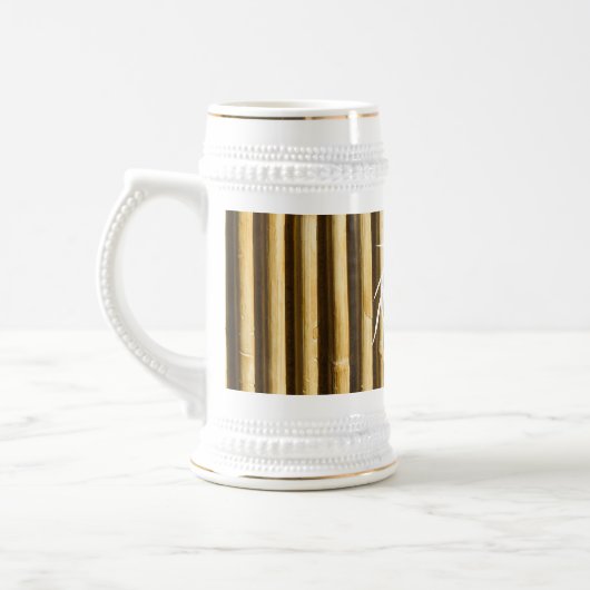 Chope À Bière Monogramme en bambou rustique Lignes verticales Mo (Gauche)