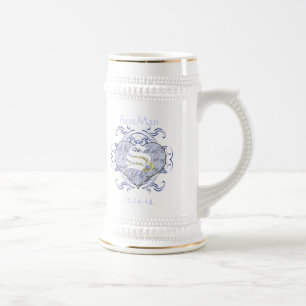 Chope À Bière Monogramme Mariage Vow Heart