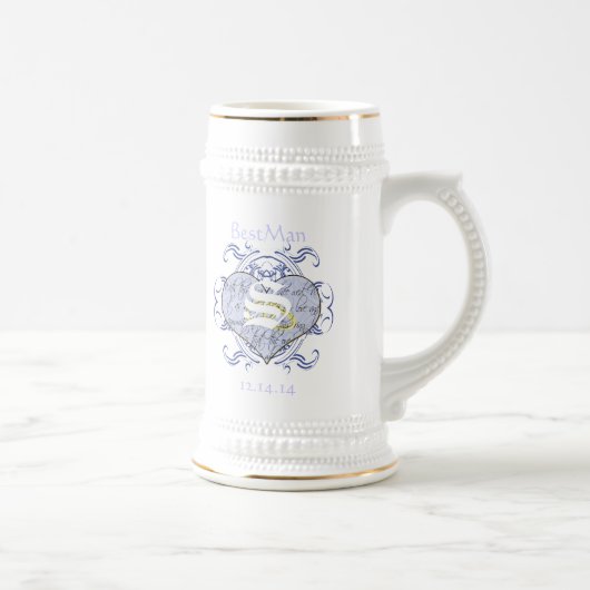Chope À Bière Monogramme Mariage Vow Heart (Droite)