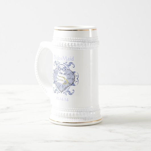 Chope À Bière Monogramme Mariage Vow Heart (Devant gauche)