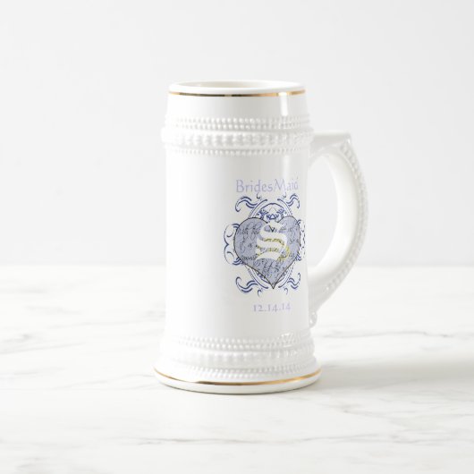 Chope À Bière Monogramme Mariage Vow Heart (Devant droit)