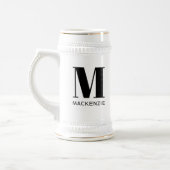 Chope À Bière Monogramme Nom initial Simple Personnalisé (Gauche)