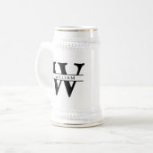 Chope À Bière monogramme personnalisé, initial et nom simple (Devant gauche)