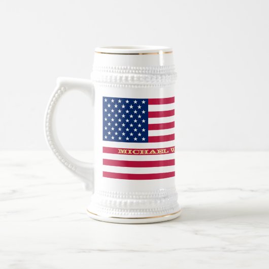 Chope À Bière Monogramme personnalisé Patriotic USA American Fla (Gauche)