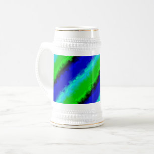Chope À Bière Motif arc-en-ciel bleu vert abstrait 3D
