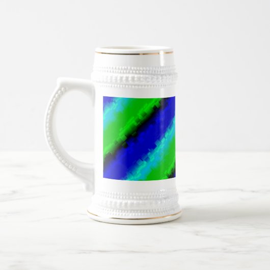 Chope À Bière Motif arc-en-ciel bleu vert abstrait 3D (Gauche)