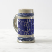 Chope À Bière motif damassé bleu (Devant gauche)