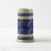 Chope À Bière motif damassé bleu (Centre)