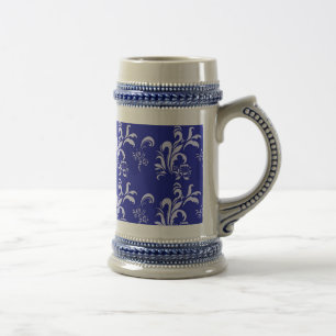 Chope À Bière motif damassé bleu