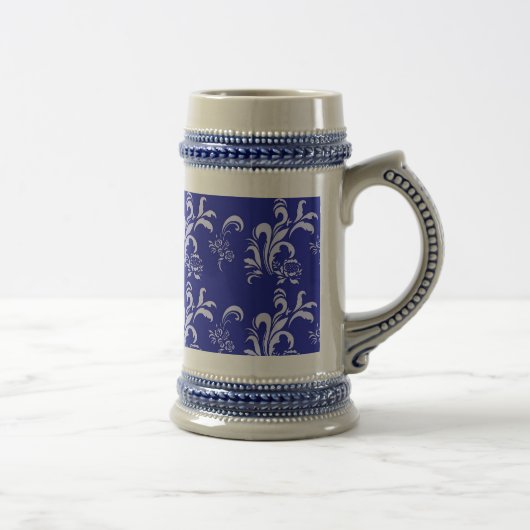Chope À Bière motif damassé bleu (Droite)
