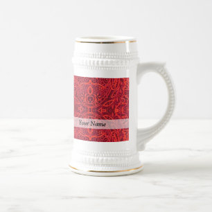 Chope À Bière Motif damassé rouge