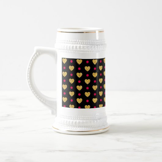 Chope À Bière Motif de coeurs dorés pour la Saint-Valentin-23655 (Gauche)