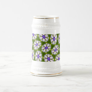 Chope À Bière Motif de fleurs blanches