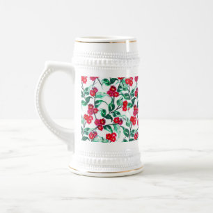 Chope À Bière Motif de fleurs de couleur rouge floral-56698