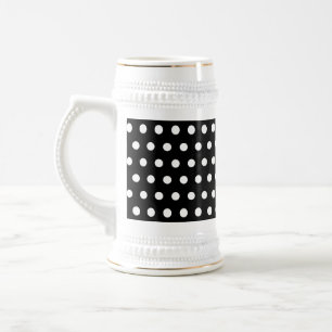 Chope À Bière Motif de point noir et blanc de polka. Tacheté