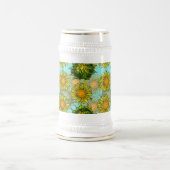 Chope À Bière Motif de tournesol jaune avec feuillage et bourgeo (Centre)