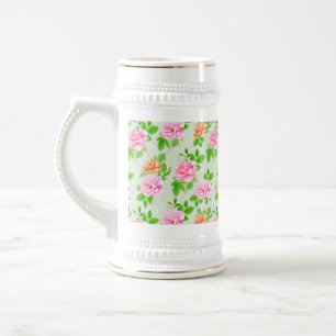 Chope À Bière Motif élégant de roses florales feuilles vertes-23