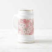 Chope À Bière Motif Fleur de Sakura Rose  (Devant gauche)
